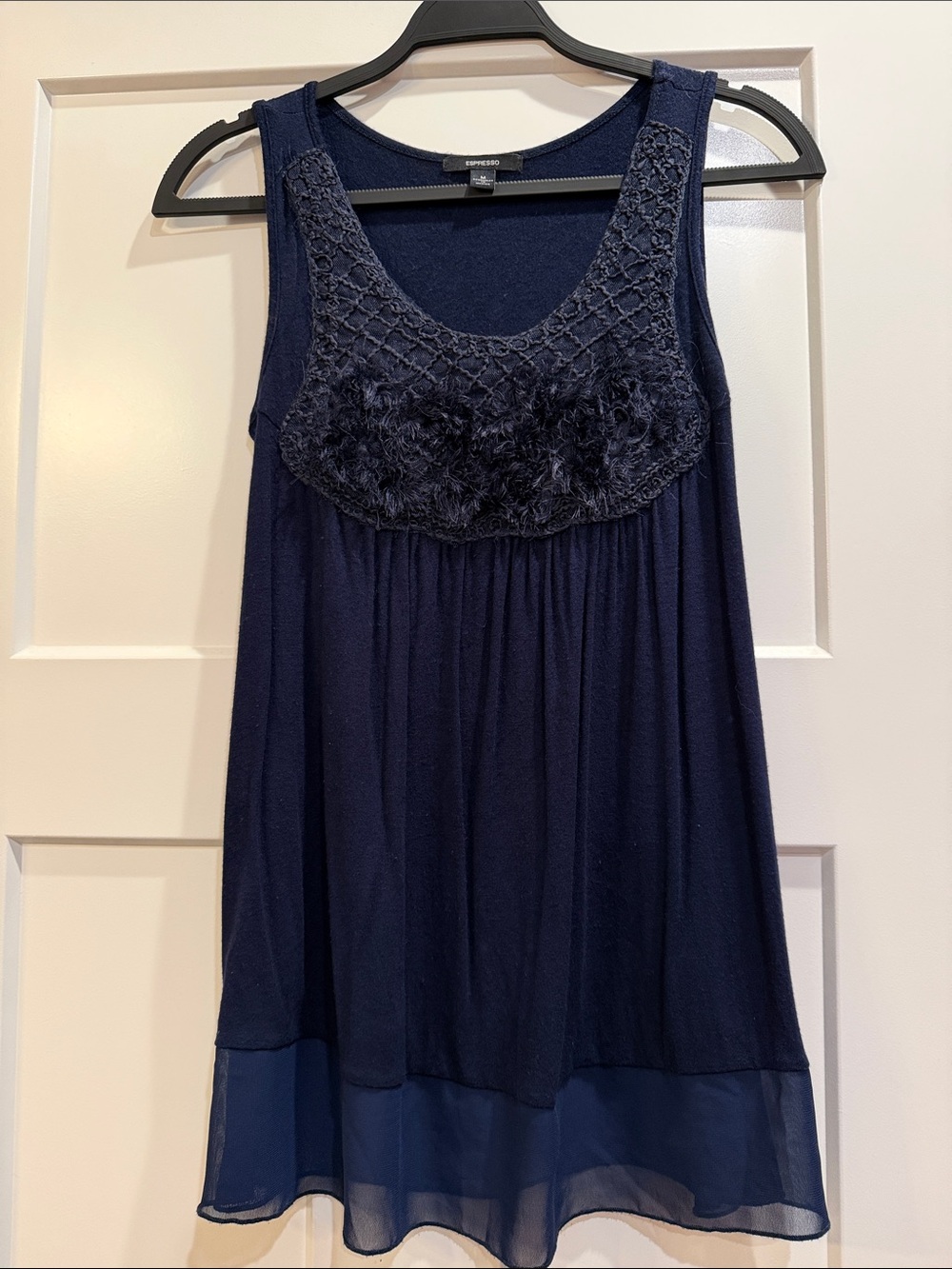 Espresso Navy Blue Sleeveless Embellished Camisole Tank Medium